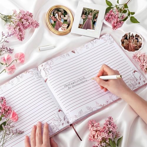 Image of MotiMind Quinceanera Guest Book with Pen 11 x 8 Inch Libro De Firmas Para 15 Anos Quinceanera Leather Hardcover Signature Guest Sign in Book for 15th Party Favors Decoration(Light Brown,Bow)