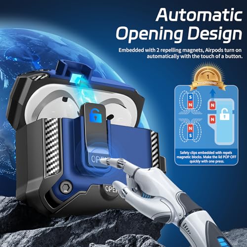 Image of Secure Lock Case for AirPods 4 with Cleaning Kit & Keychain, Shockproof Protective Cover Compatible with Apple AirPods 4th Gen 2024 for Men Women, Anti-Scratch