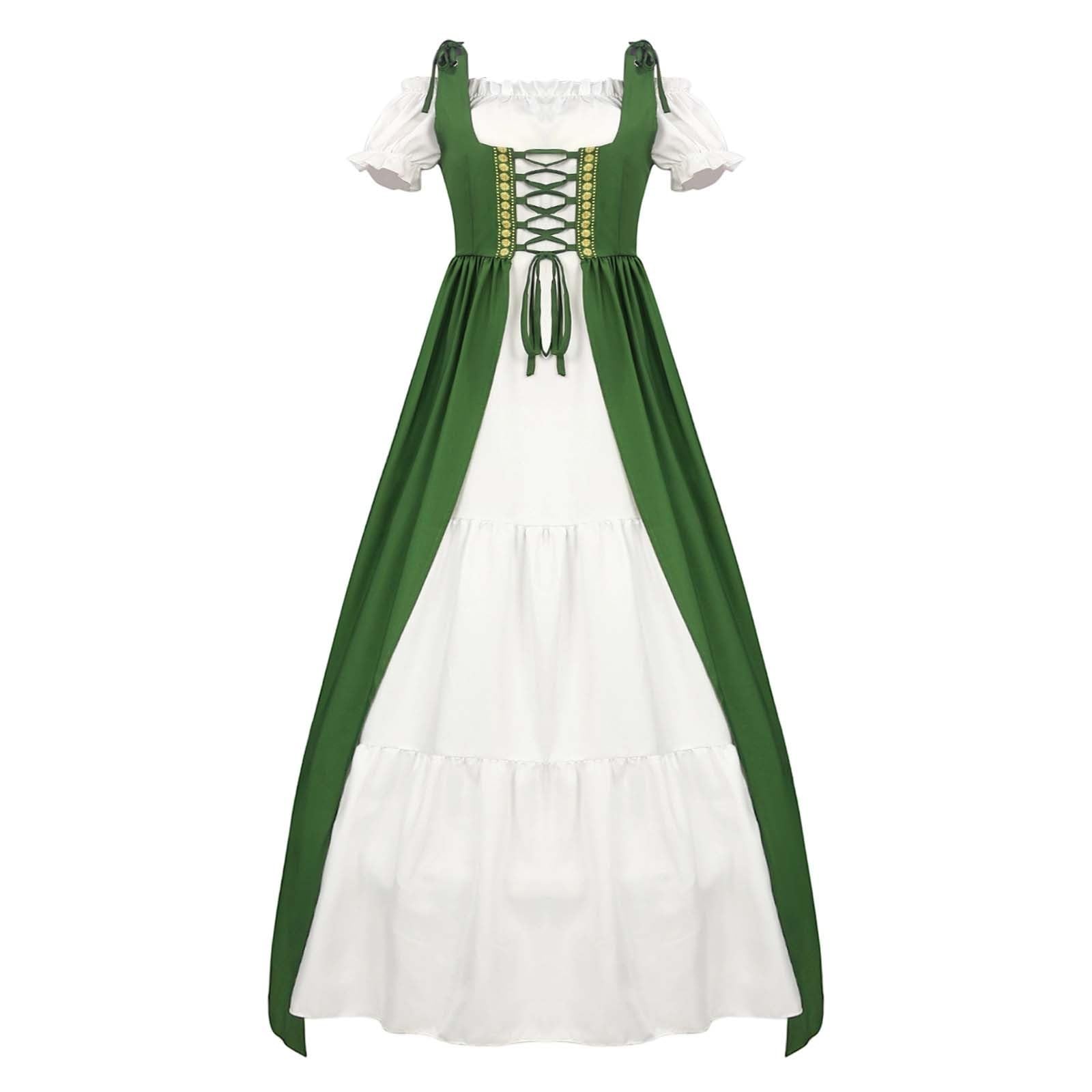 Genérico Vestido De Halloween Para Mujer,Disfraz Medieval Renacentista Femenino De Cosplay Vestido Largo Con Mangas Batwing Escote Y Falda Amplia Para Halloween Y Actuaciones Teatrales