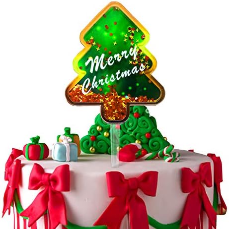 Amazon メリークリスマスケーキトッパー 面白いグリッター紙吹雪 流砂 アクリルケーキトッパー クリスマスデコレーション用 Firefairy 飾り トッピング材料 通販