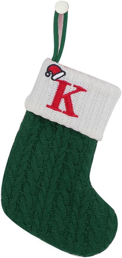 7 inch Mini Cute Knit Monogram Embroidered Christmas Stocking Personalized Initial Christmas Stocking Family Holiday Xmas Party Decor Christmas Decorations