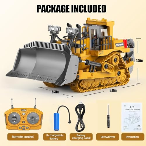 Image of Magicwand 1:18 Scale Die-Cast 9 Channel Multi-Directional Bulldozer with Working Headlights Lights & Sound for Kids【Mustard】【Pack of 1】