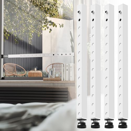 WooFog Window Security Bars Adjustable Window Bars Security Inside Vertical Heavy Window Ac Lock Bar with Rubber Feet for Up and Down Windows 17-32 inch Double Hung Window Stopper -4 PCS Patented