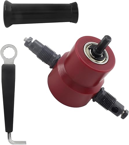 Aracombie Hoja de doble cabeza multiusos Red Nibbler cortador de metal agujero Sierra taladro herramienta de fijación para hierro, acero inoxidable,