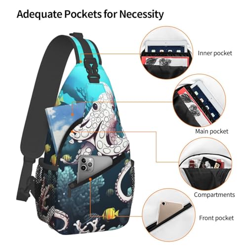 Bolso tipo Sling para mujer y hombre negro con diseño marino miniatura 3