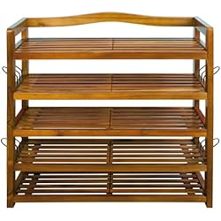 Estanteria Zapatos Madera CASARIA Zapatero de 5 Pisos Estantería para Zapatos Madera de Acacia Organizador Entrada Pasillo Baño 95x26x82cm
