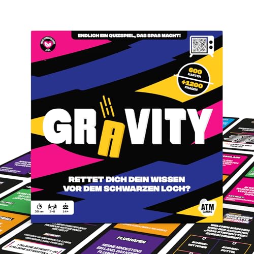 Gravity - Gesellschaftsspiel - Strategie und Wissensspiel - Quizspiel für Allgemeinwissen mit Freunden und Familie - Brettspiel für Erwachsene - 2 bis 8 Spieler
