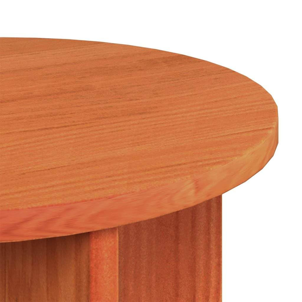 Juego de mesa de café de 2 piezas, color marrón cera, madera maciza de pino, diseño redondo para salón, mesa auxiliar moderna, fácil montaje, duradera