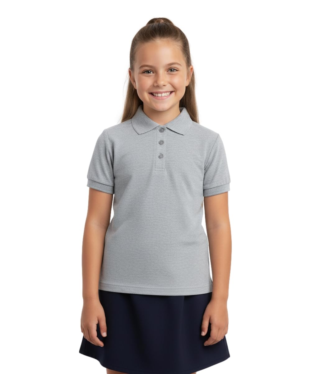 unik Girl's Uniform Polo Shirt Short Sleeve White Navy Sky Blue Red Green Pink