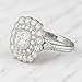 Silvart 2 Ct Cushion Diamond Art Deco Cluster Edwardian Engagement Rings For Women 14K White Gold Plated Double Halo Milgrain Bridal Ring 925 Sterling Silver Handmade Personalized Victorian Jewelry