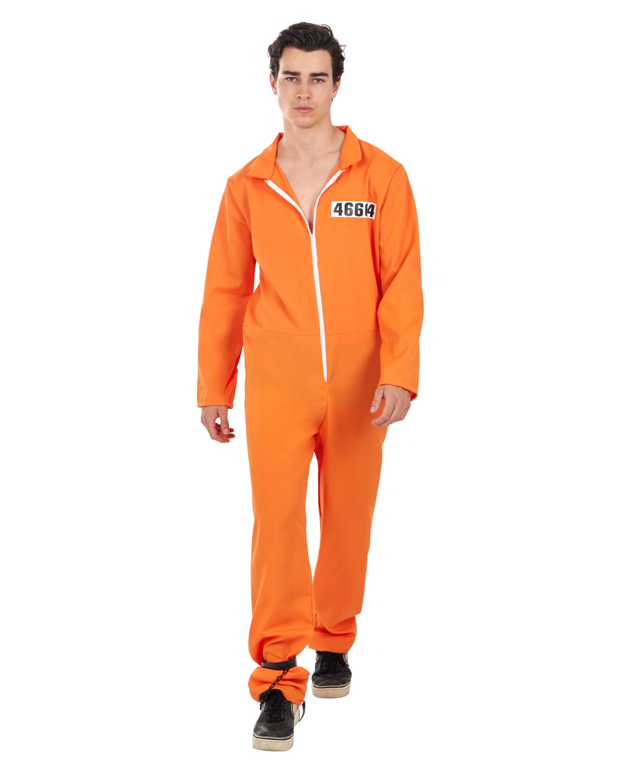 Funidelia Disfraz de Convicto Naranja para Hombre, Mono de preso convicto para adulto, Disfraces de Carnaval, Halloween y Despedidas – Talla S - M