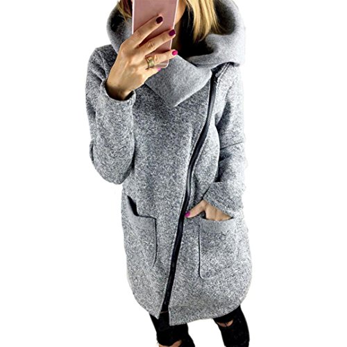Moonuy Manteau des Femmes d'automne, Moonuy Womens Plus Taille Garder Chaud col à Long Manteau épais Sweat Zip Long Pull Couleur Unie Slim Fit Windcoat Tops d'usure Occasionnels (S, Gray) Moonuy Manteau des Femmes d'automne, Moonuy Womens Plus Taille Garder Chaud col à Long Manteau épais Sweat Zip Long Pull Couleur Unie Slim Fit Windcoat Tops d'usure Occasionnels (S, Gray)