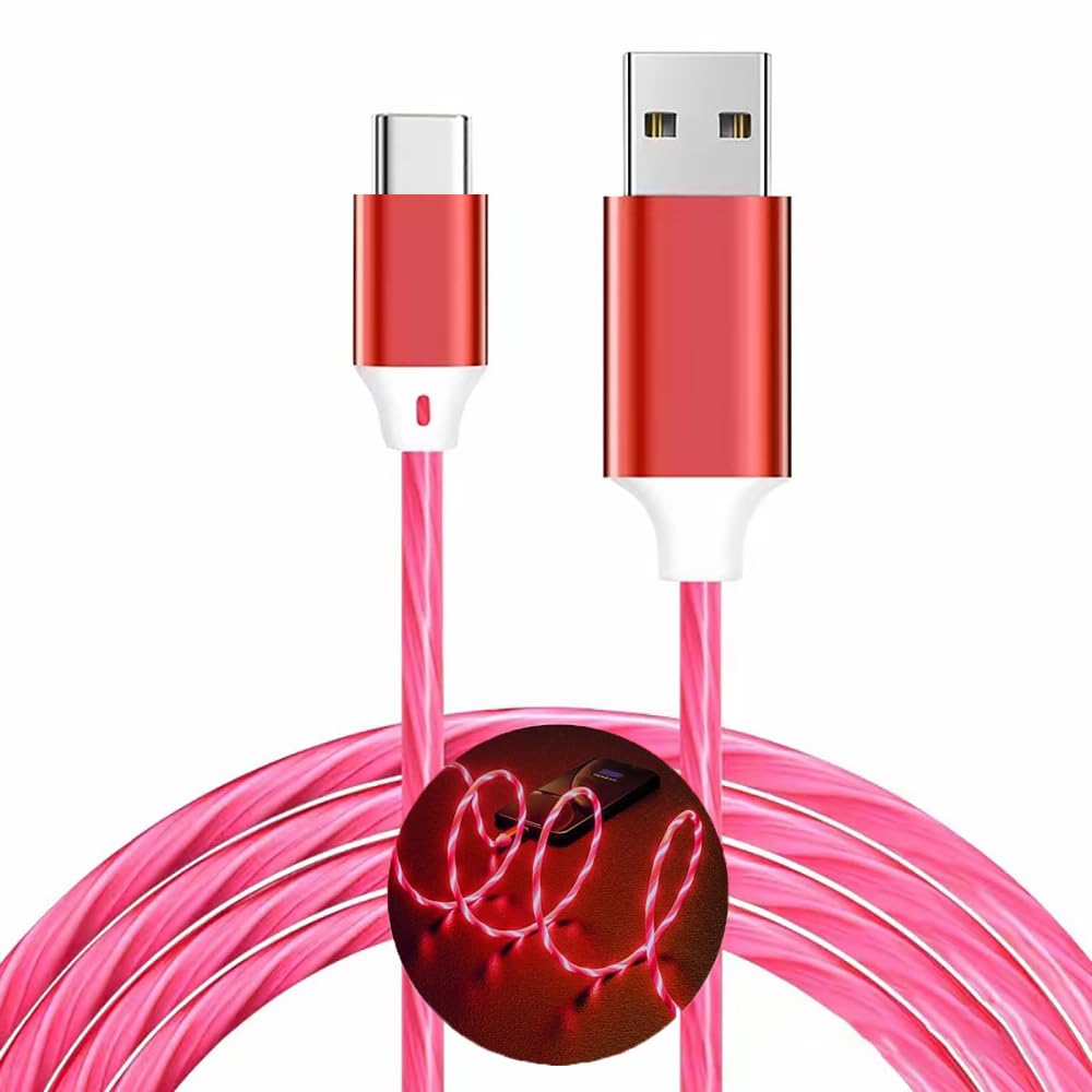 USB C Cable, 3A LED Light Up Fast Charger Charging Cords Type C Cable Compatible with iPhone 15 Pro Samsung Galaxy S21 S20 S10 S10E S9 S8 Plus Note 20