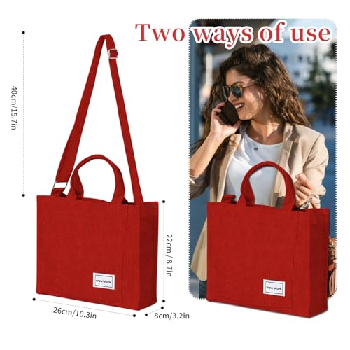 Image of Stylish Corduroy Women's Handbag - Vintage Design, Versatile & Practical for Everyday Use
