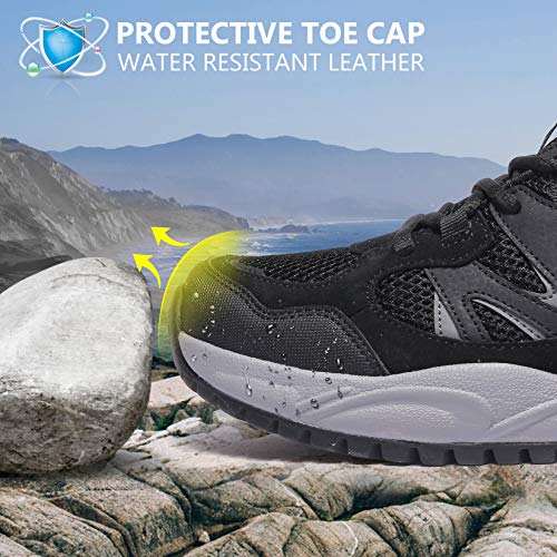 CAMELSPORTS Hiking Shoes Men Lightweight Non-Slip Breathable Sneakers Low Top Walking Shoe for Outdoor Trailing Trekking Walking Climbing Black - Thumbnail 4