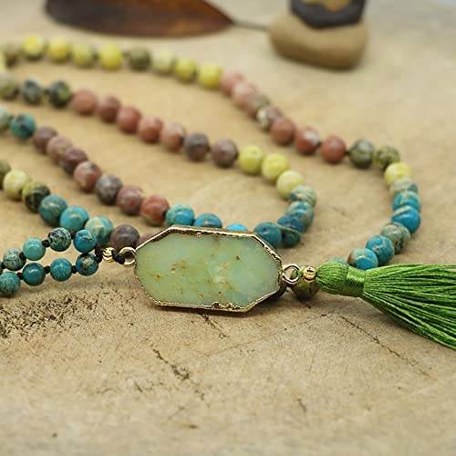 Collar con colgante de piedra natural australiana verde limón para mujer, 108 cuentas, collar de cuentas Mala, envío directo para hombres