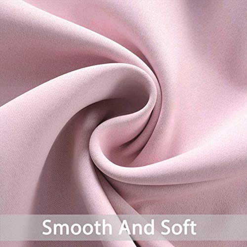 Yakamok Light Blocking Window Blackout Curtains Thermal Insulated Room Darkening Drapes for Bedroom,Solid Grommet Top Window Panels, 52x108 Inch, Pink, One Pair