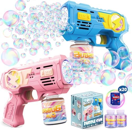 Bubble Gun Toys for 3+ Year Old Kids Boys Girls, LED 2 Pack Autom...