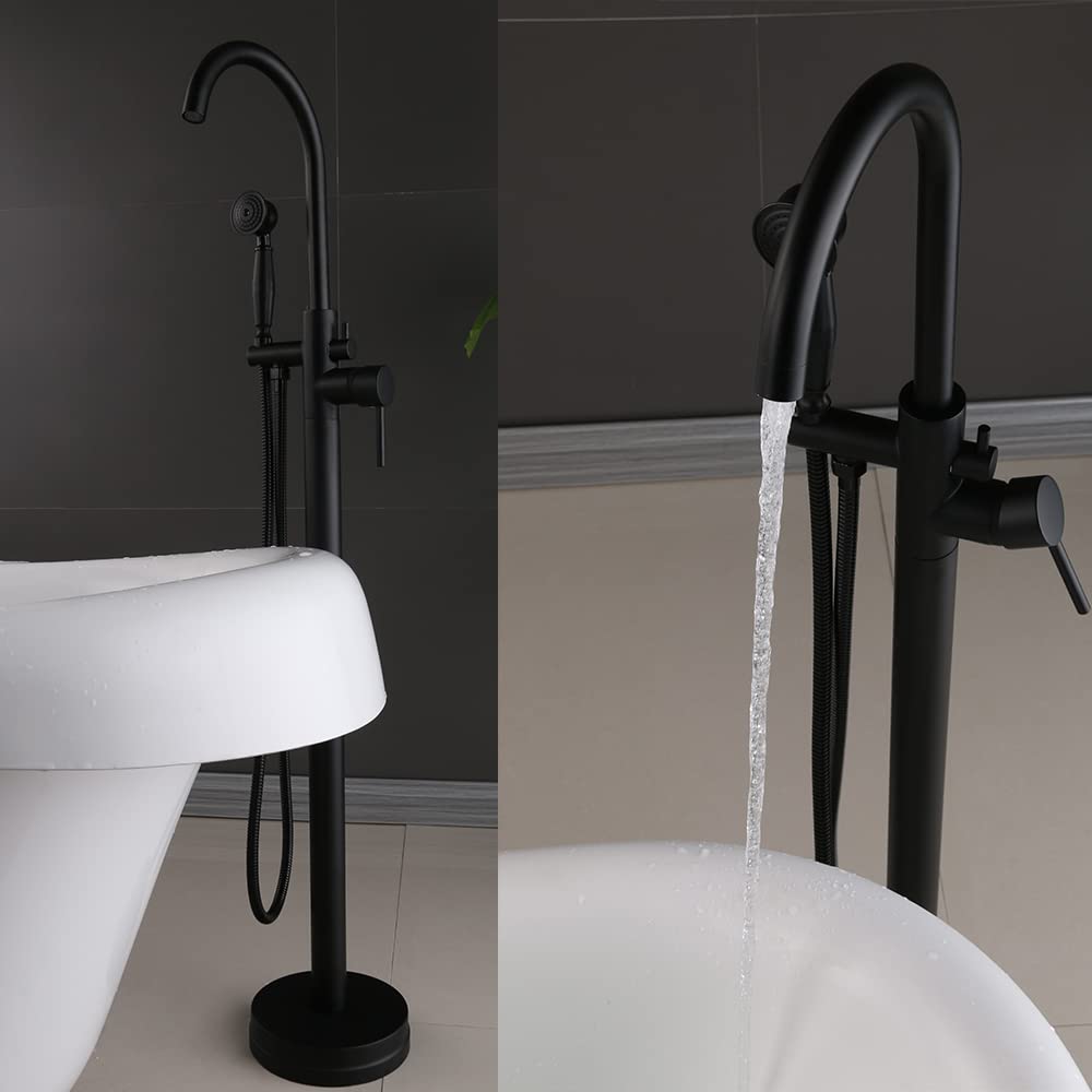 Soporte de pared para bañera y ducha, grifo de baño independiente, grifo de baño, moderno y independiente, ducha de mano con batidora, grifo de baño, grifo de ducha, color negro mate