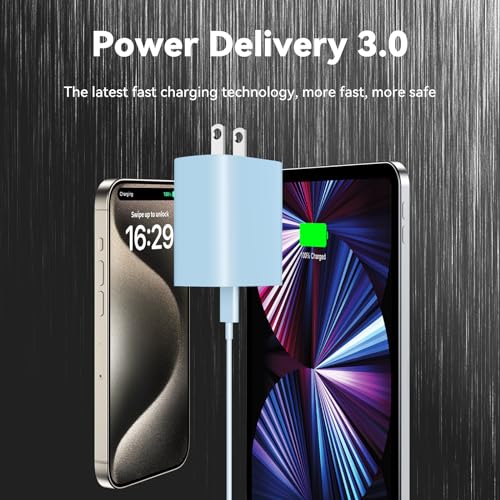 iPhone 18 17 16 15 Charger Fast Charging, 2Pack USB C Charger Blcok & Cable - image 3
