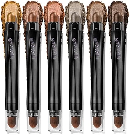 LUXAZA Brown Eyeshadow And Eyeliner Pen Set, Shimmer Neutral Cream Crayon,Waterproof Long Lasting Eye Highlighter Stick,Eye Brightener Stick Makeup Set, 6PCS
