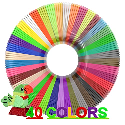 Image of 3D Pen Filament 1.75mm PLA Refills 40 Colors, Each Color 8 Meters(26 Feet), Total Length 320m(1050 Feet), 250 Stencils eBooks, Safe for Kids to Create Stunning 3D Art with 40 Vibrant Colors
