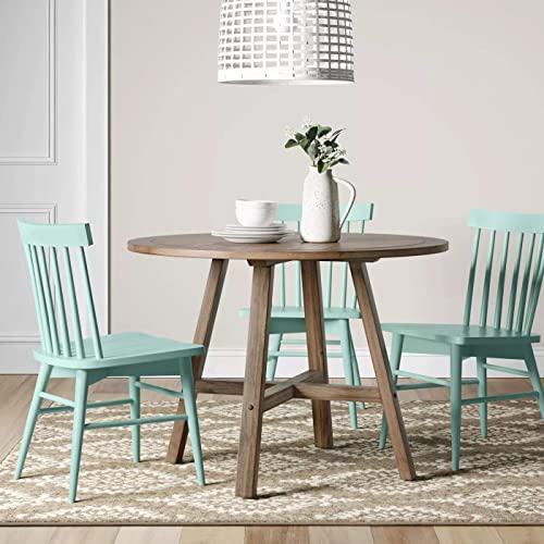 Image of APRODZ Mango Wood Dining Chairs Only | Wooden Set of 2 Dinning Chair for Kitchen & Dining Room Chair for Cafeteria Living Room Home, Bedroom, Cafe and Hotels (Turquoise)