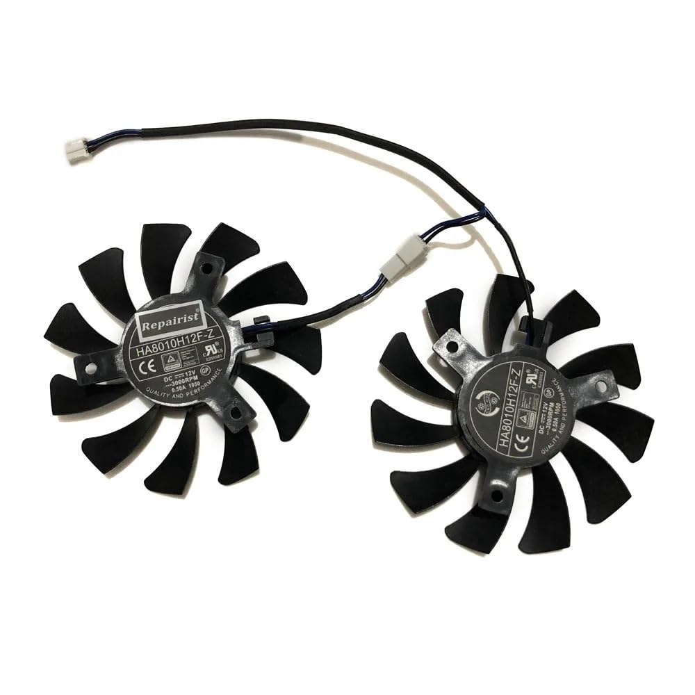 2 ventiladores de tarjeta gráfica GPU de 75 mm, 2 pines, HA8010H12F-Z para MSI N para GTX 750 N750Ti-2GD5TOCV1 N750Ti-2GD5OC para CMP 30HX para piezas de laptop Miner XS