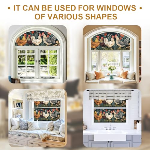 Image of Farmhouse Rooster Botanical Window Film 39.37x17.32in Cling