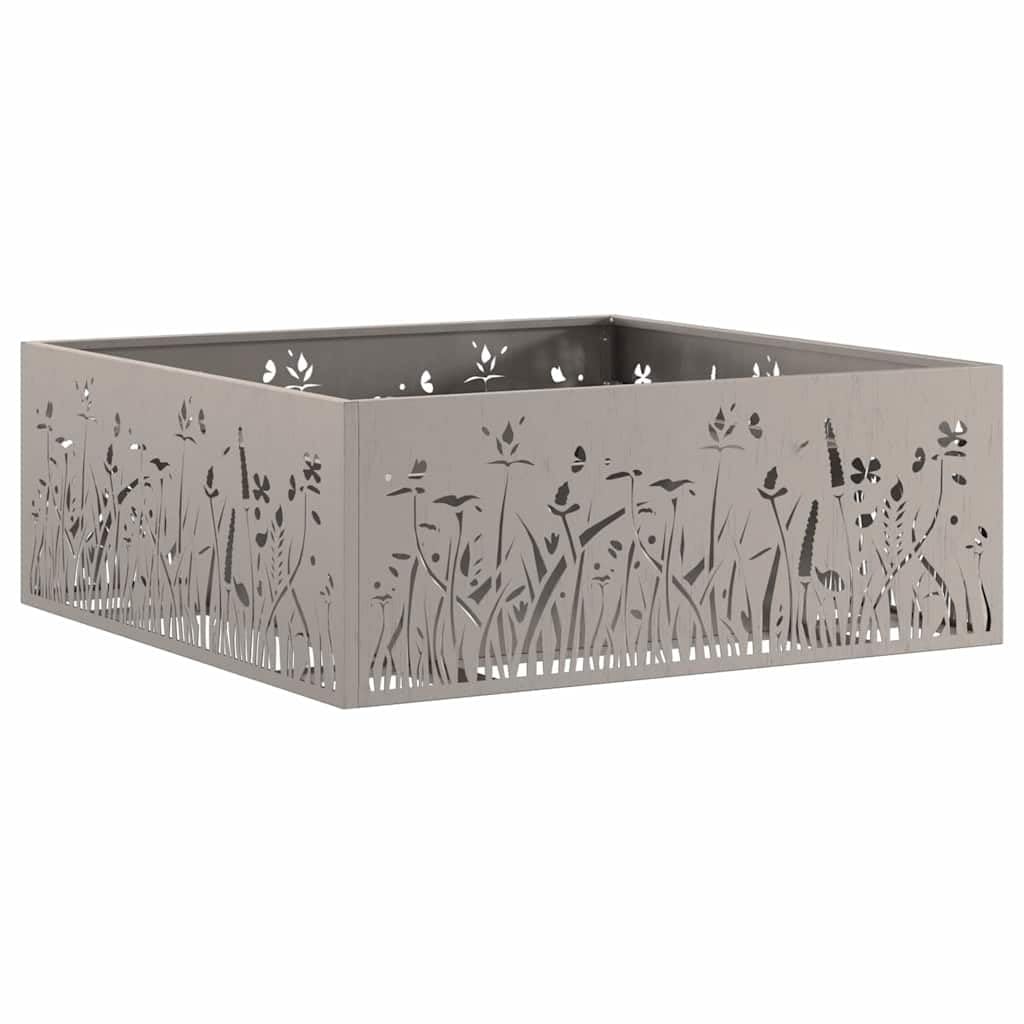 Brasero marrón de acero resistente a la intemperie, 80 x 80 x 30 cm, brasero para jardín y balcón, fuente de calor duradera con diseño moderno, ideal para uso al aire libre y noches sociales