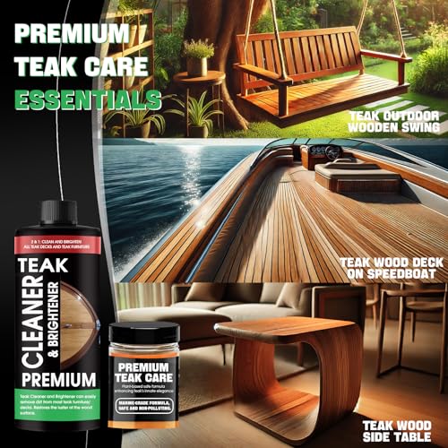 Evlisrtpk Teak Cleaner and Brightener Kit - Teak Cleaner for Wood Outdoor Furniture. Ideal for Boats, Decks, Patio & Fine Wood Furniture ｜Marine-Grade by Evlisrtpk - Used condition - Image 2