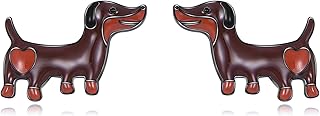 YAFEINI Dachshund Earrings Sterling Silver Weiner Dog Stud Earrings Dachshund Jewellery Gifts for Women Mum