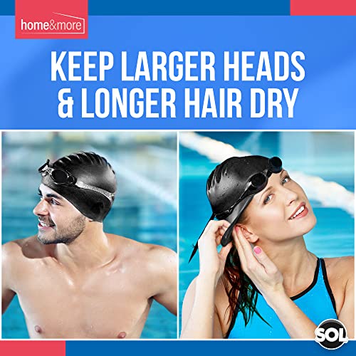 SOL 1pk Adults Swimming Cap, Women Large to XL Black Silicone Waterproof Swim Hat for Men Ladies - Image 2