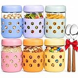 6-Pack 16 oz Overnight Oats Jars with Lids & Silicone Sleeves - Airtight Glass Mason Jars, Food Storage, Wide Mouth Meal Prep Containers for Chia Pudding, Yogurt, Berries & Snacks, Dishwasher Safe