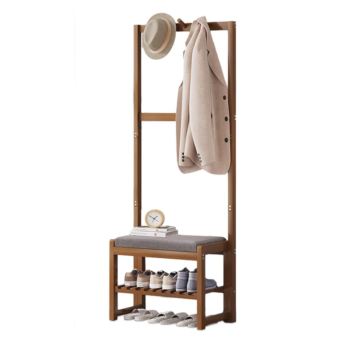 玄関収納 コートハンガー 棚付き 座布団つき 靴交換スツール89300 玄関収納 コートハンガー 棚付き 座布団つき 靴交換スツール89300