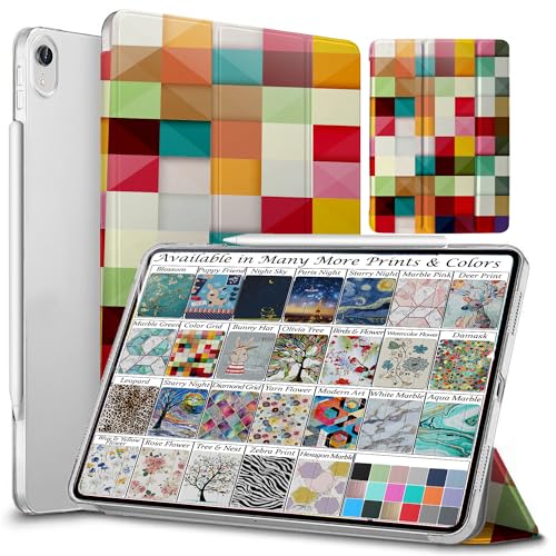 Image of DuraSafe Cases for iPad mini 6 8.3 Inch 2021 [ Mini 6th Gen ] A2567 A2568 A2569 MK7M3HN /A MLWL3HN /A MK7R3HN /A MK7P3HN /A MK7T3HN /A Trifold Printed Hard Smart PC Transparent Back Cover - Color Grid