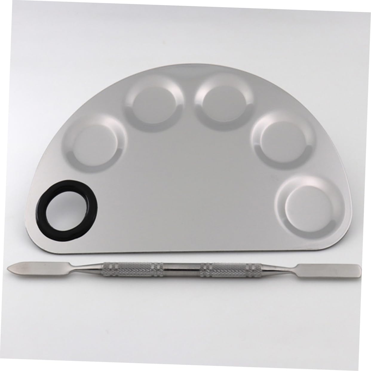 PartyKindom Stainless Steel Makeup Palette Set 2 Pcs Smooth Easy to Clean for Mixing Foundation Nail Art
