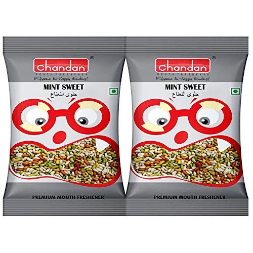 Image of Chandan Mouth Freshener Mint Sweet Mukhwas 100% Natural | Pack of 4 | 200g | Contains Fennel Mixed with Spices