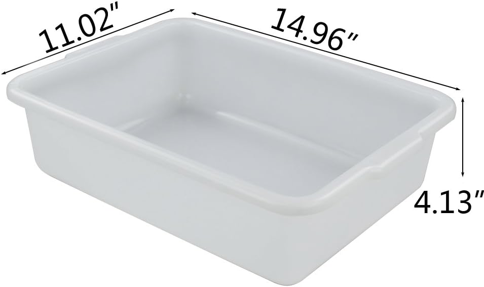 8 L White Small Bus Tub/Box, Small Rectangle Wash Basins, 4-Pack