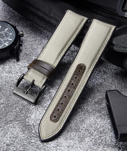 Image of BINLUN Nylon Silicone Watch Bands 18mm 19mm 20mm 21mm 22mm Quick Release Canvas Rubber Hybrid Watch Strap Replacement Watchband for Men Women 9 Colors Silver /Black Buckle