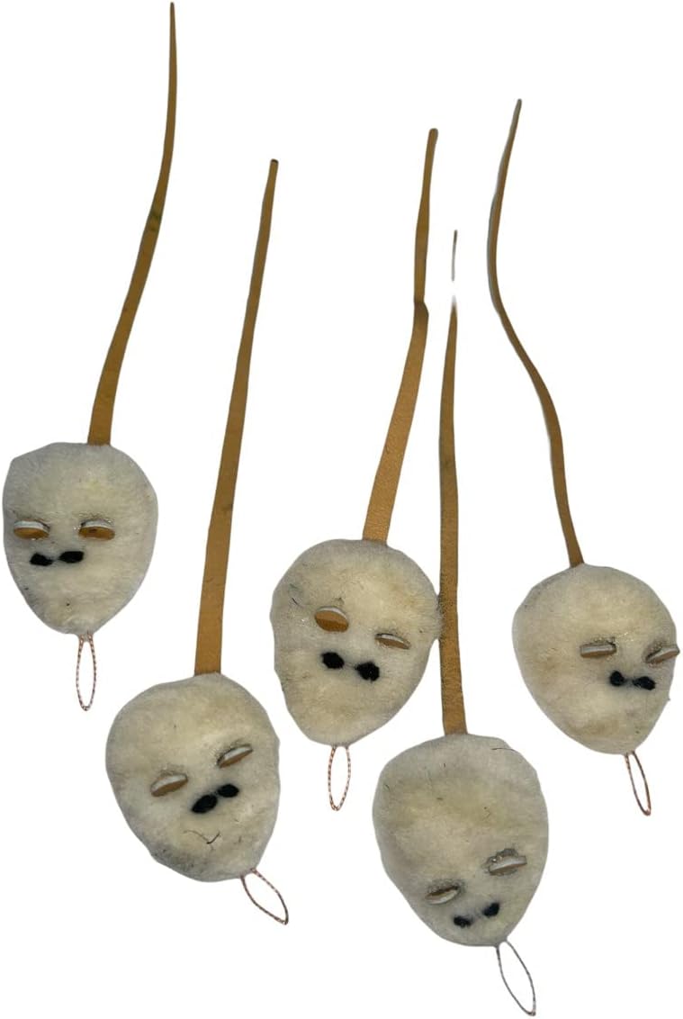 Small Snow Mice Refill - 5 Pack Refill - Cat Mouse Toy Accessory Fits Popular Wand Toys, off white