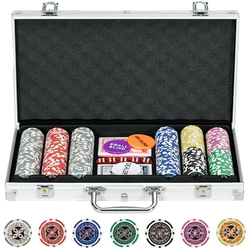 SPORTNOW Set di Fiches Poker, Set Poker Professionale con 300