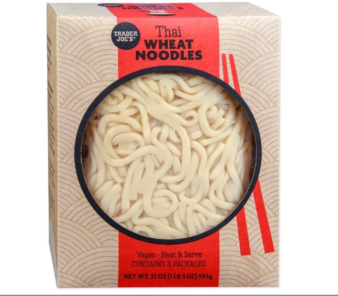 Generic Trader Joe's - Fideos de trigo tailandeses veganos para calentar y servir ~ Paquete de 3, 7 onzas (paquete de 1)