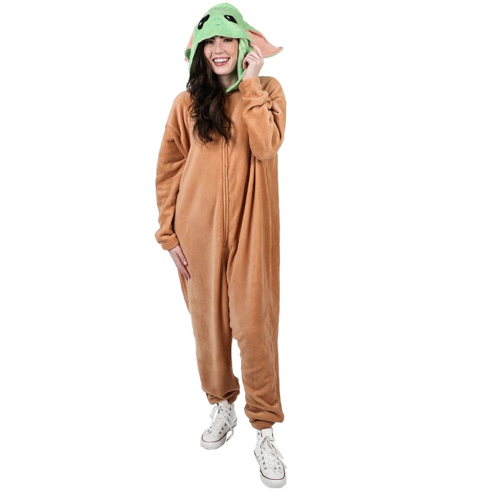 Star Wars Mandalorian Grogu - Traje de Kigurumi con capucha para hombre, Marrón, Large