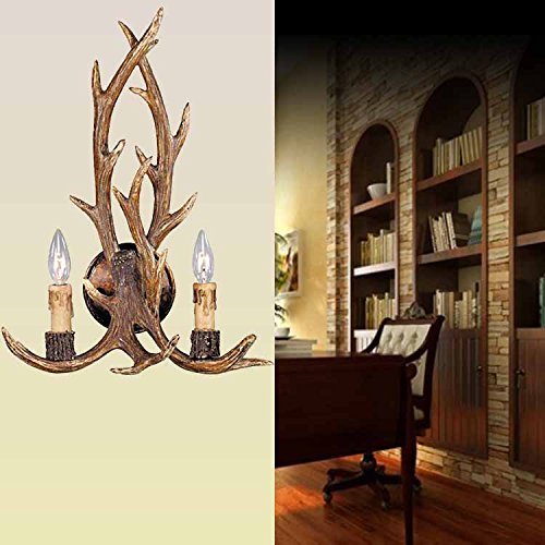 EFFORTINC Rustikales Hirschhorn Antler Wandleuchte 2 Leuchten Cover