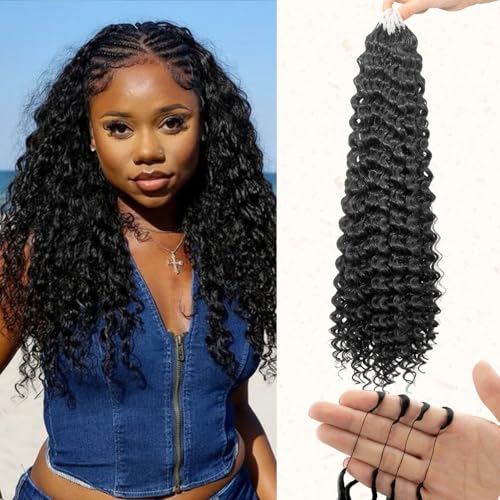 Feather Crochet Hair Deep wave for Black Women 12 Inch 10 Strands Pre-Separated Knotless Synthetic Feather Crochet Hair Bundles Miracle Knots Invisible Crochet Extensions Braids #TPurple