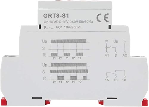 GRT8-S1 Mini Temporizador de ciclo asimétrico ON/Off Repetir Ciclo Tiempo Relé AC/DC 12V-240V (50-60Hz)