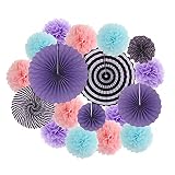 WULE-RYP Baby Girl Garçon Douche Fête Favoris 18pcs Bleu Pink Set Mixte Taille Taille Crafts Artisanat Enfants Décor Anniversaire Suspendu Pompon Pompon (Color : Purple Pink Blue, Size : Mixed Size)