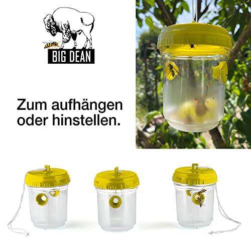 BigDean 3er Set Wespenfallen für draußen in Gelb 9x13cm - Lebend Fallen zum Aufhängen gegen Wespen, Bienen, Hornissen - Hornissenfalle Bienenfalle Fliegenfalle - für natürlichen Lockstoff