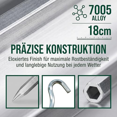Zeltheringe, 【14/26Packung】 Heavy-Duty 18cm Zelt Heringe Metall Zelthaken Aluminium Heringe Erdnägel für Harte Böden, ideal für Garten, Camping, Angeln und Zelten 2